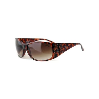 Brown 'Turin' scattered stone wrap sunglasses